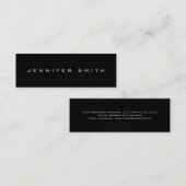 Schwarze, schlanke, Schlichte Standardkarte Mini Visitenkarte (Vorne/Hinten)