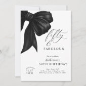 Schwarze Schleife 50. Geburtstag Einladung (Vorderseite)