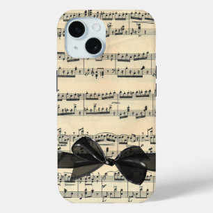 Schwarze Schleife auf Vintage-Notenblatt Case-Mate iPhone Hülle