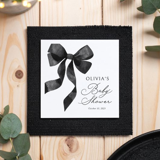 Schwarze Schleife Baby Shower Serviette