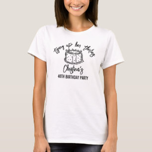 Schwarze Schleife bindet ihre Dreißiger zum 40. Ge T-Shirt