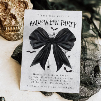 Schwarze Schleife Coquette Halloween-Einladung Einladung