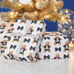 Schwarze-Schleife-Formal-Gebäck-Weihnachten Geschenkpapier