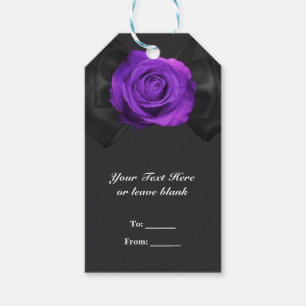 Schwarze Schleife & Lila Rose JEDER FARBE Gefallen Geschenkanhänger
