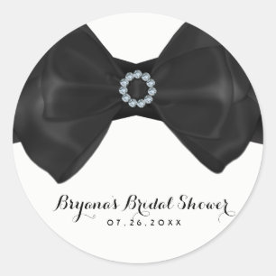 Schwarze Schleife mit Diamanten - Elegante Bridal Runder Aufkleber