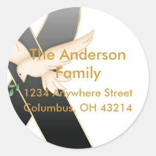 Schwarze Schleife mit Schildern zur Aufklärung der Runder Aufkleber