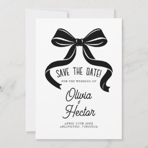 Schwarze Schleife Save-the-Date Moderne Hochzeit Einladung
