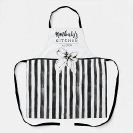 Schwarze Schleife Schwarz-Weiß-Gestreift Whimsical Schürze