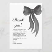 Schwarze Schleife - Sie knüpft den Knoten - Brautp Dankeskarte (Vorderseite)
