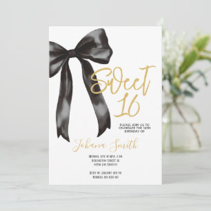 Schwarze Schleife Sweet Sixteen Mädchen Geburtstag Einladung