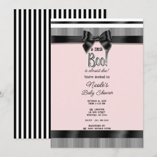 Schwarze Schleife Weiße Pink Halloween Baby Shower Einladung