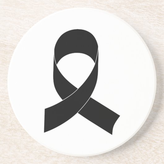 Schwarze Schleife Zeichnend Sandstein Untersetzer (Vorne)