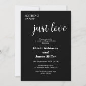 Schwarze schlichte Casual-Hochzeit Einladung (Vorderseite)
