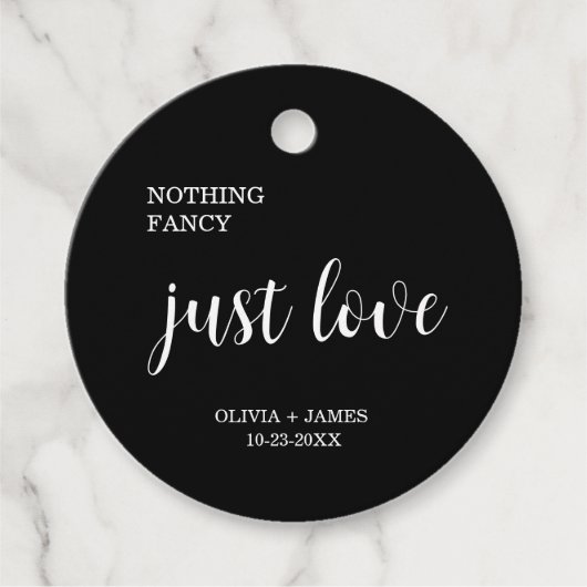 Schwarze schlichte Liebe Hochzeit Geschenkanhänger (Vorderseite)