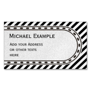Schwarze schmale STRIPEN + Ihr Text & Ideen Magnetische Visitenkarte