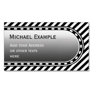 Schwarze schmale STRIPEN + Ihr Text & Ideen Magnetische Visitenkarte