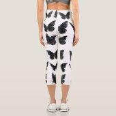 Schwarze Schmetterlinge Capri Leggings (Rückseite)