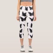 Schwarze Schmetterlinge Capri Leggings (Vorderseite)