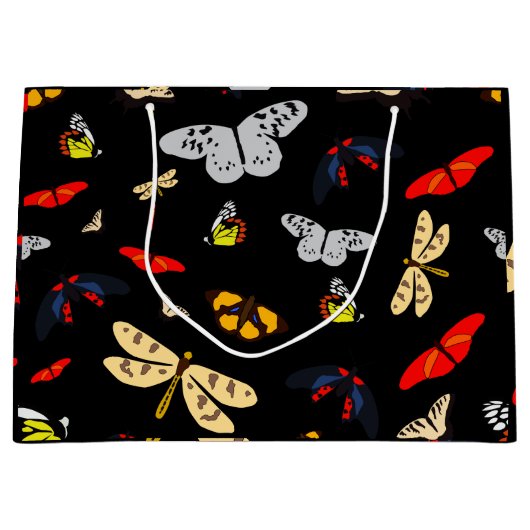 Schwarze Schmetterlinge Große Geschenktüte (Vorderseite)