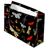 Schwarze Schmetterlinge Große Geschenktüte (Vorderseite Schrägansicht)