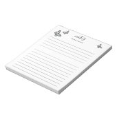 Schwarze Schmetterlinge mit personalisierbarem Nam Notizblock (Rotiert)