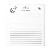 Schwarze Schmetterlinge mit personalisierbarem Nam Notizblock (Vorderseite)