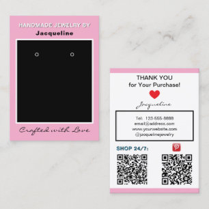 Schwarze Schmuck-Ohrringe mit rosa QR-Codes Visitenkarte