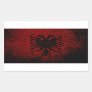 Schwarze Schmutz-Albanien-Flagge Rechteckiger Aufkleber