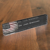 Schwarze Schmutz-amerikanische Flagge Namensplakette (Seite)