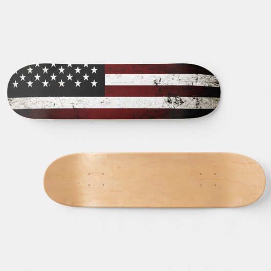 Schwarze Schmutz-amerikanische Flagge Skateboard (Horizontal)