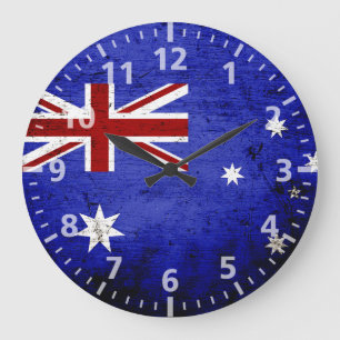 Schwarze Schmutz-Australien-Flagge Große Wanduhr