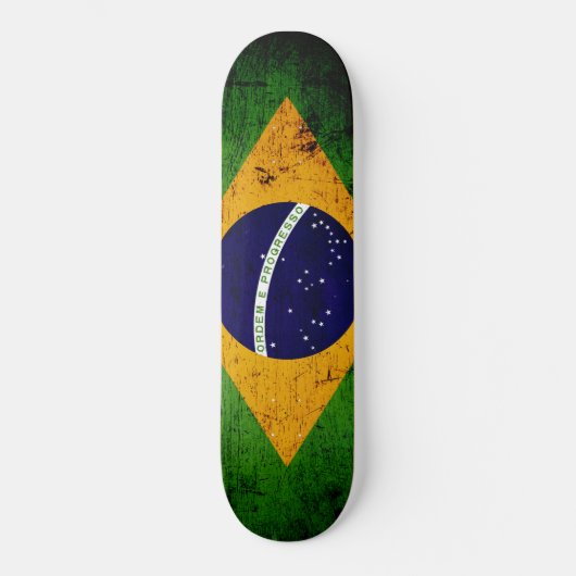 Schwarze Schmutz-Brasilien-Flagge Skateboard (Vorderseite)