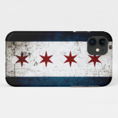 Schwarze Schmutz-Chicago-Flagge Case-Mate iPhone Hülle (Rückseite (Horizontal))