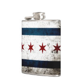 Schwarze Schmutz-Chicago-Flagge Flachmann (Links)