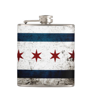 Schwarze Schmutz-Chicago-Flagge Flachmann