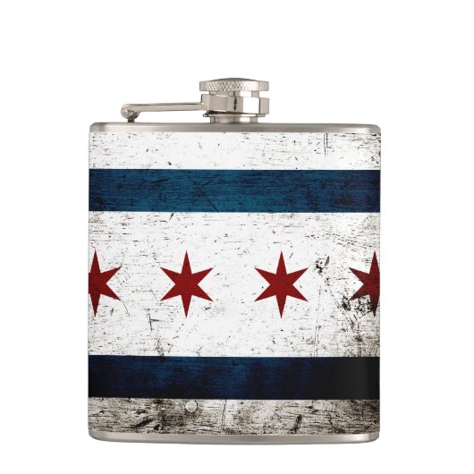 Schwarze Schmutz-Chicago-Flagge Flachmann (Vorderseite)