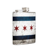 Schwarze Schmutz-Chicago-Flagge Flachmann (Rechts)