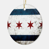 Schwarze Schmutz-Chicago-Flagge Keramikornament (Links)