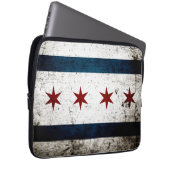 Schwarze Schmutz-Chicago-Flagge Laptopschutzhülle (Vorne Rechts)