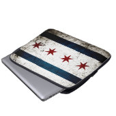 Schwarze Schmutz-Chicago-Flagge Laptopschutzhülle (Vorne Knopf)