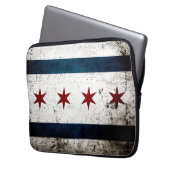 Schwarze Schmutz-Chicago-Flagge Laptopschutzhülle (Vorderseite Links)