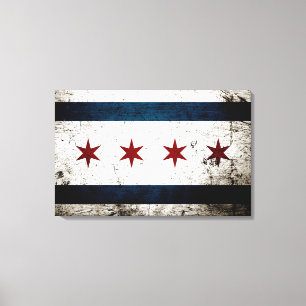Schwarze Schmutz-Chicago-Flagge Leinwanddruck