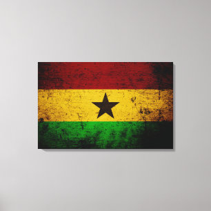 Schwarze Schmutz-Ghana-Flagge Leinwanddruck