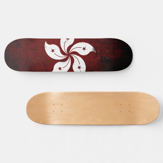 Schwarze Schmutz-Hong Kong-Flagge Skateboard (Horizontal)