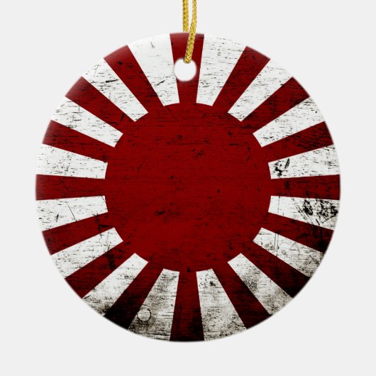 Schwarze Schmutz-Japan-aufgehende Sonne-Flagge Keramik Ornament (Vorne)