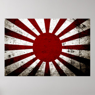 Schwarze Schmutz-Japan-aufgehende Sonne-Flagge Poster