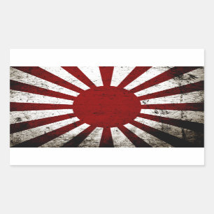 Schwarze Schmutz-Japan-aufgehende Sonne-Flagge Rechteckiger Aufkleber