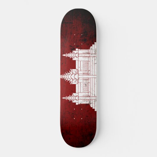 Schwarze Schmutz-Kambodscha-Flagge Skateboard (Vorderseite)