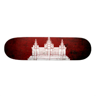 Schwarze Schmutz-Kambodscha-Flagge Skateboard