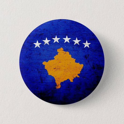 Schwarze Schmutz-Kosovo-Flagge Button (Vorderseite)